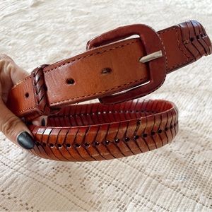 sale • Vintage Fishtail Braided Leather Belt Southwestern Coastal Country Belt
